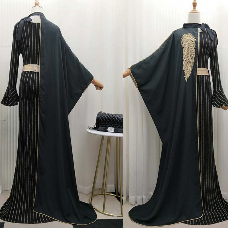 Queen Style Split Two-piece Suit Striped Robe Dress Pearl Embroidery Talma Cloak