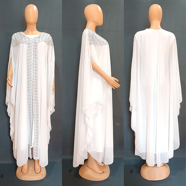 European And American Dress Robe Pearl Chiffon