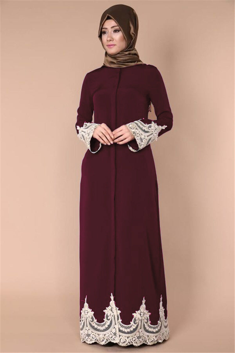 Muslim woman lace robe, Islamic Abaya