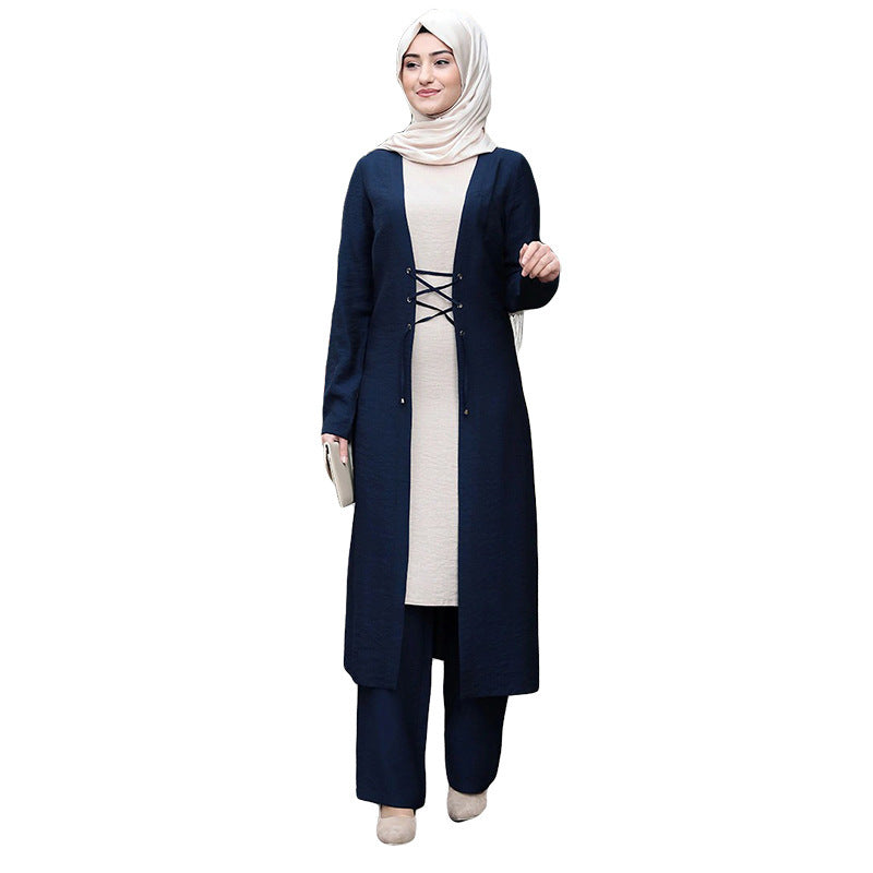 Muslim Women's Dress Set Three-piece Middle Eastern Dress