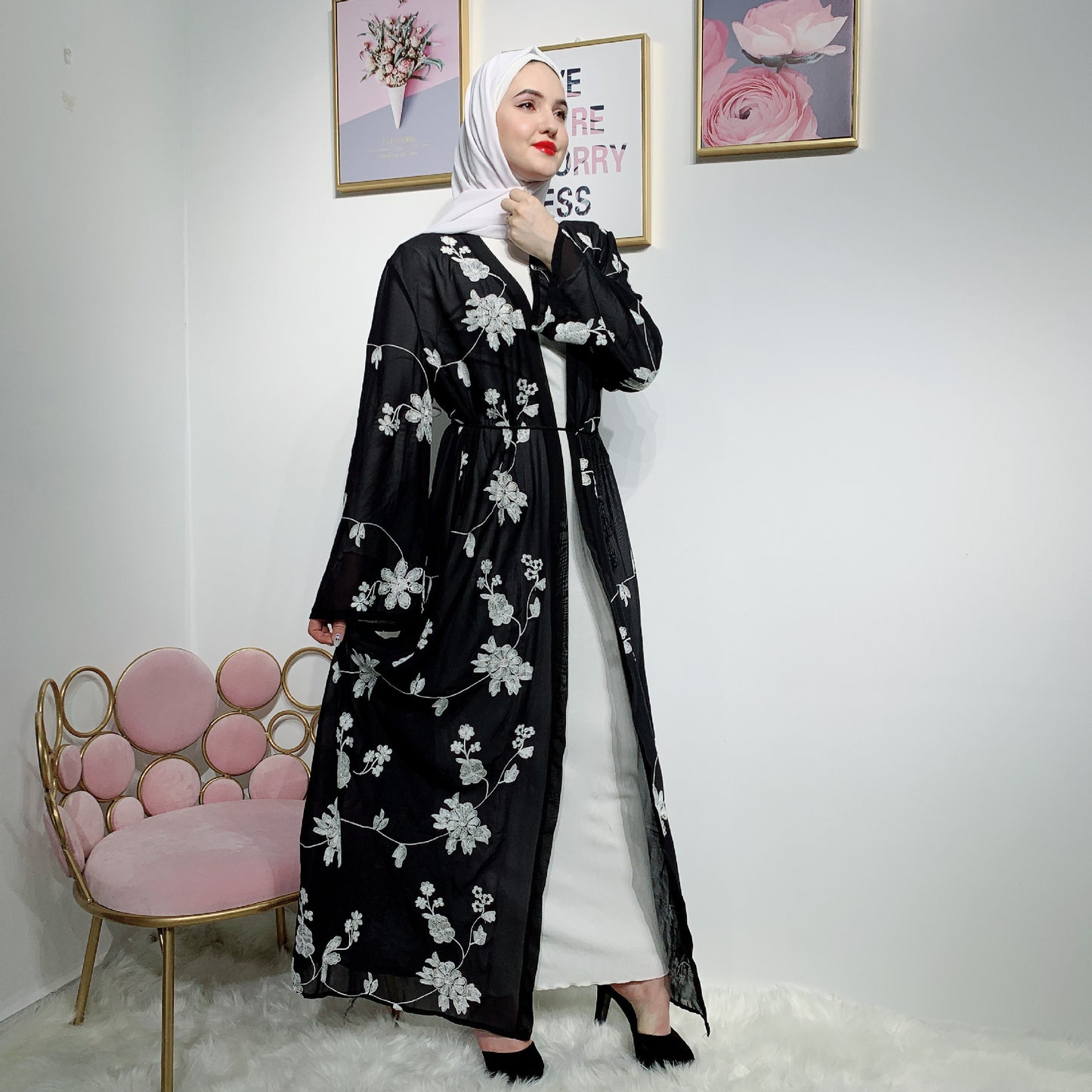 Muslim printed robe, Woman wear, Islamic dress