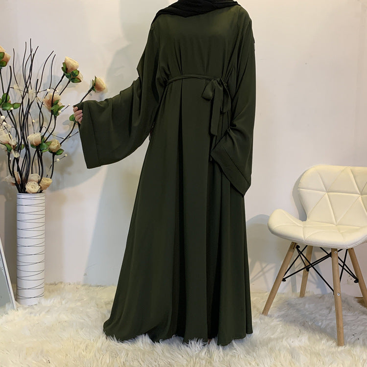 Cross-border Muslim Women's Long Skirt Abaya Dubai Middle East Jalabiya Pure Color Robe