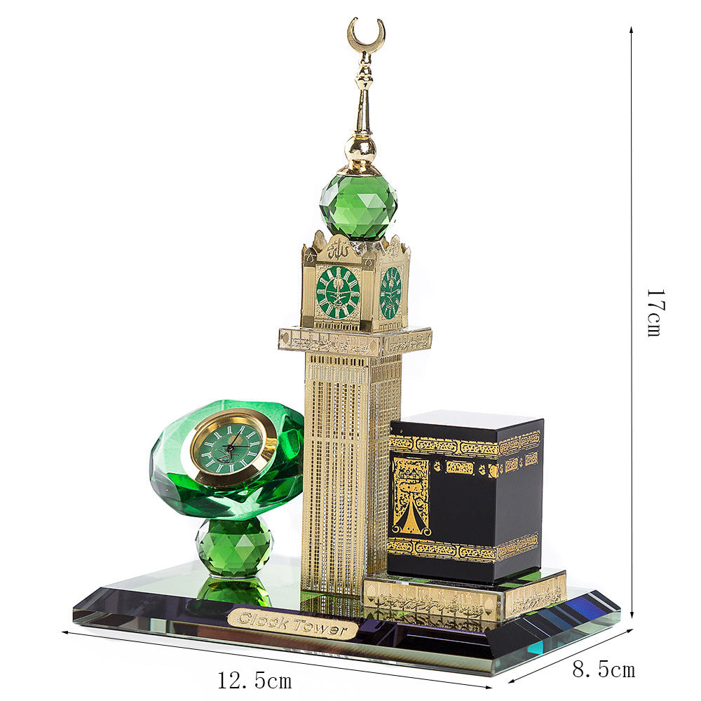 Shiying Watch Four-Sided Clock Kaaba Three-Piece Set Islamic Car Supplies Muslim Gifts Desktop Ornaments Wholesale