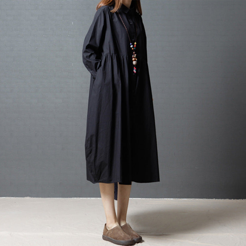 Cotton And Linen Long Dress New Loose Pullover Robe Literary Large Size Ethnic Style Long Skirt