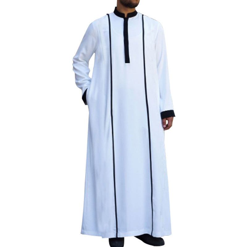 Muslim Mens Thobe Long Sleeve C Suit Kaftan Islamic Jubba Costume Robe