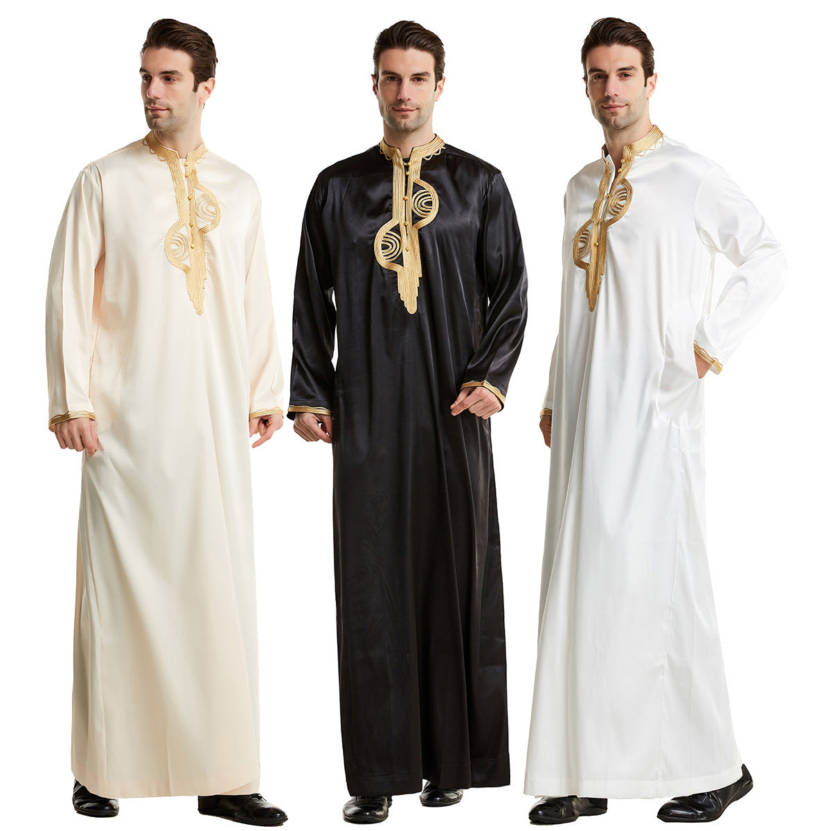 Arabian Middle East Stand Collar Embroidered Robe