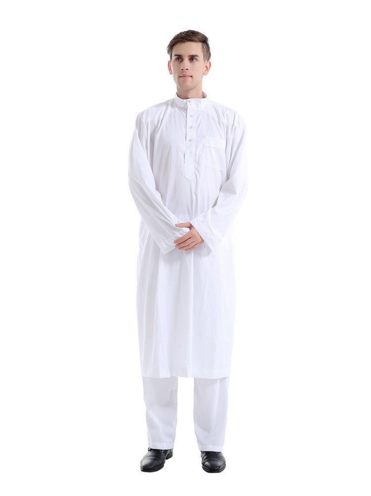 Muslim Two-piece Solid Color Men's Robe