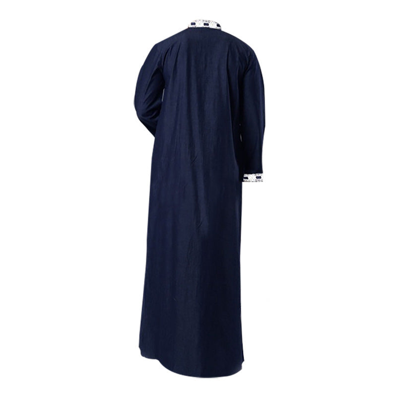 Mens Long-sleeved Solid Color Casual Wear Robe/Thobe