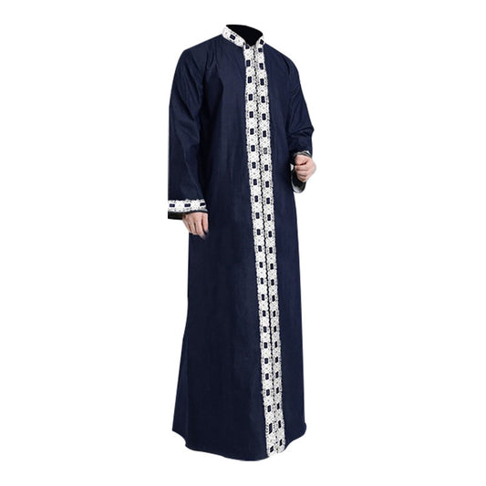 Mens Long-sleeved Solid Color Casual Wear Robe/Thobe