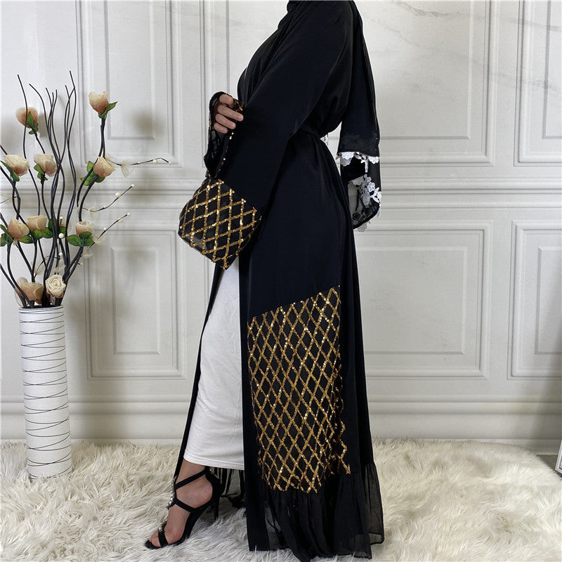 Sequined Embroidered Outerwear Robe Dubai Middle East Women's Chiffon Cardigan