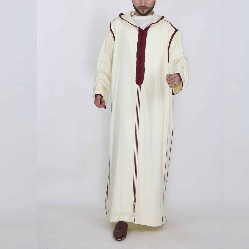 Arabic Long Men's Hooded Thobe Muslim Robe