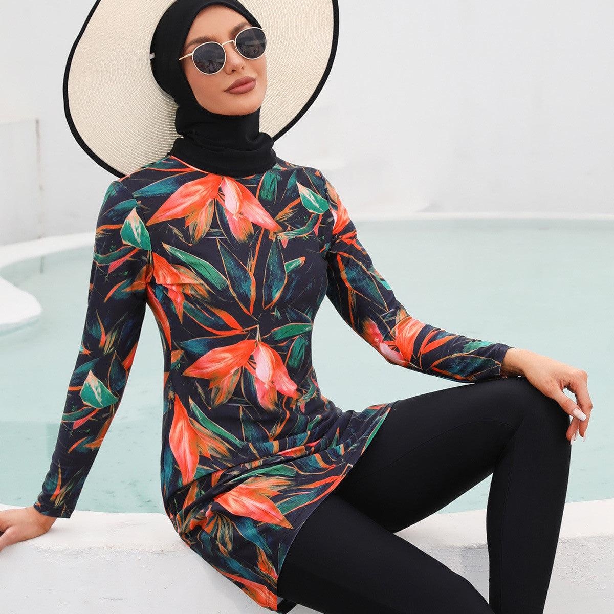 Women's Fashion Swimsuit Long-sleeved Pants Three Sets