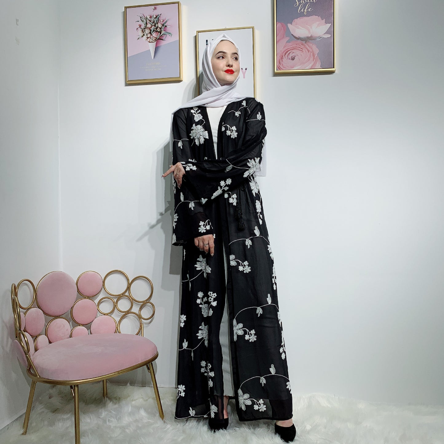 Muslim printed robe, Woman wear, Islamic dress