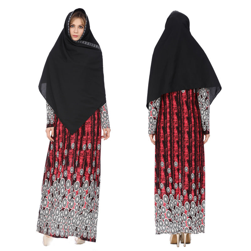 Women's Polka Dot Printed Muslim Long Skirt