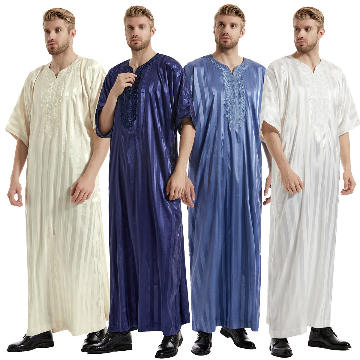 Men's Fashion Robe Stripe Embroidery