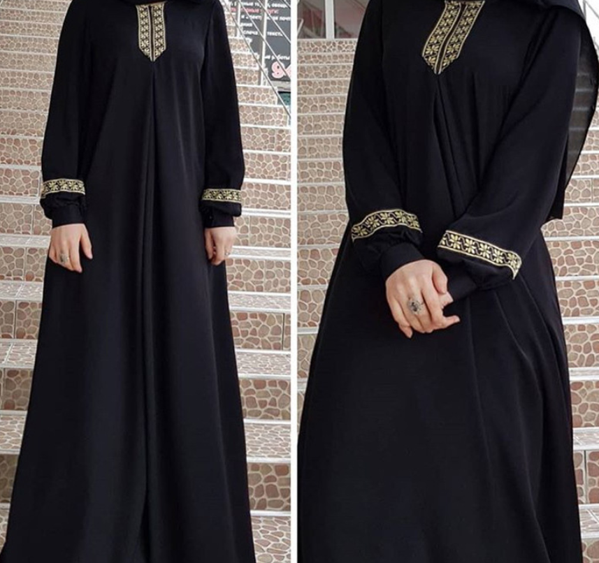 Women Plus Size Print Abaya Jilbab Muslim Maxi Dress