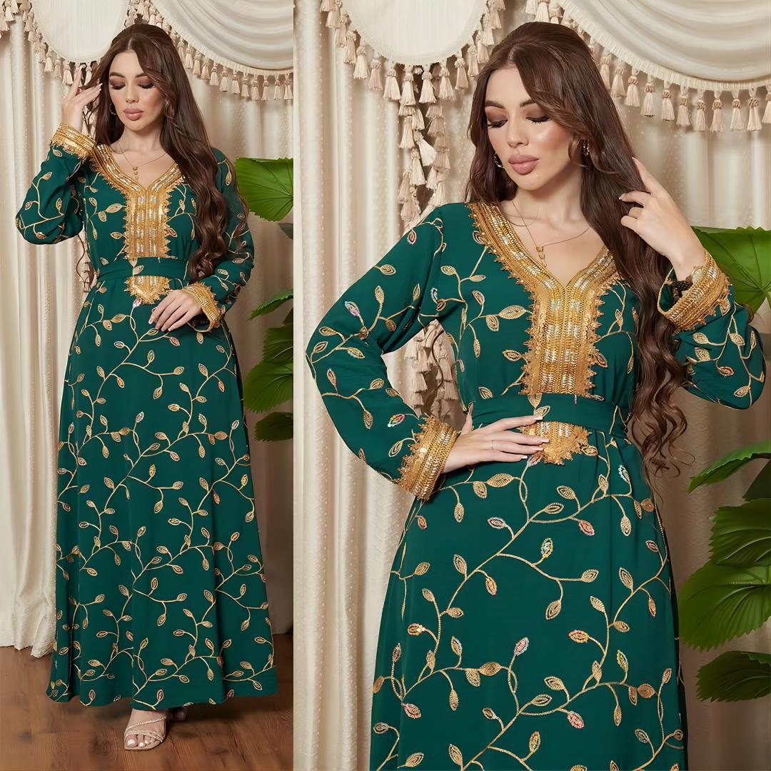 Arab Dubai Embroidery Applique Muslim Party Dinner Robe