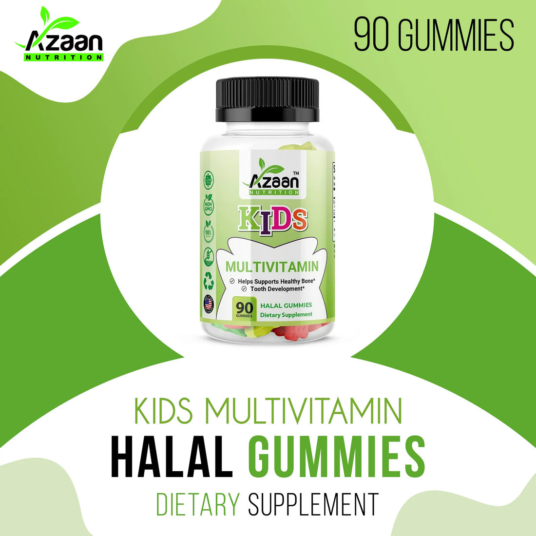 Azaan Nutrition's Halal Kids Multi-Vitamin Gummies 90ct