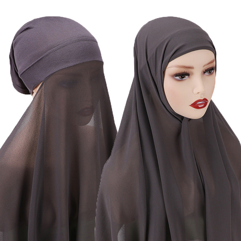 Veiled Muslim Ladies Chiffon Turban Scarf Set