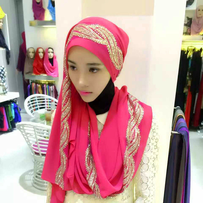 Muslim Chiffon sprinkled gold long scarf