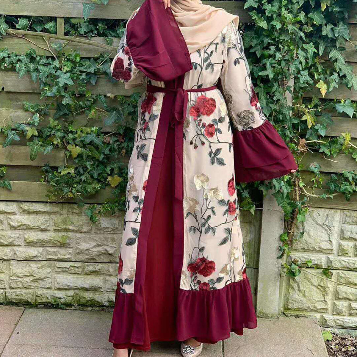 Middle Eastern Embroidered Patchwork Cardigan