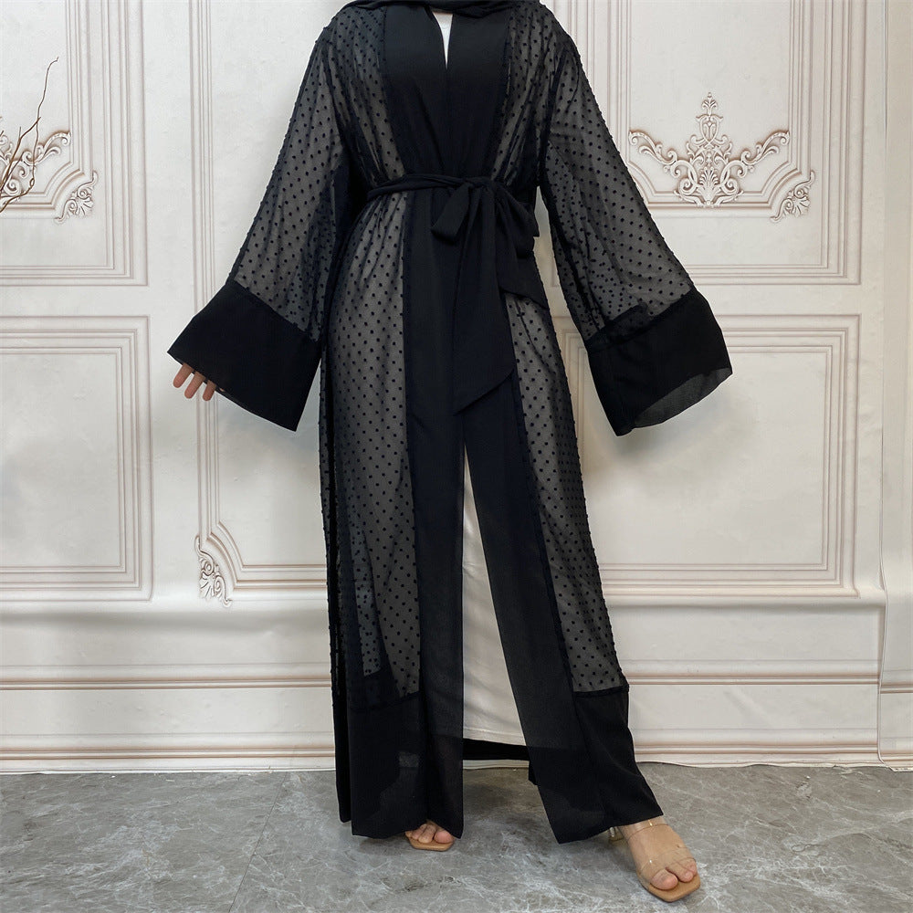 Women's Lace Up Long Sleeved Cardigan Robe