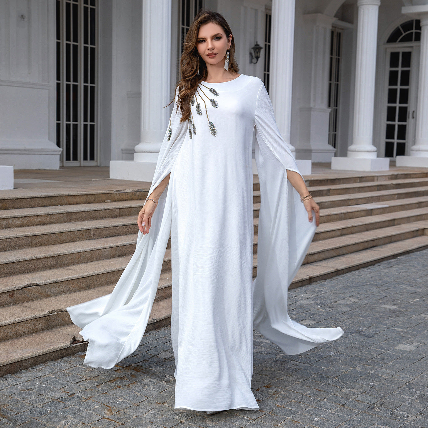 Muslim Robe Abaya Embroidered Women's Robe Evening Gown