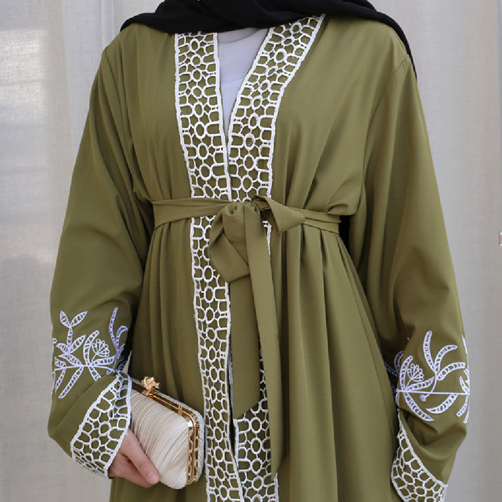 Women's Embroidered Cardigan Gown Dress