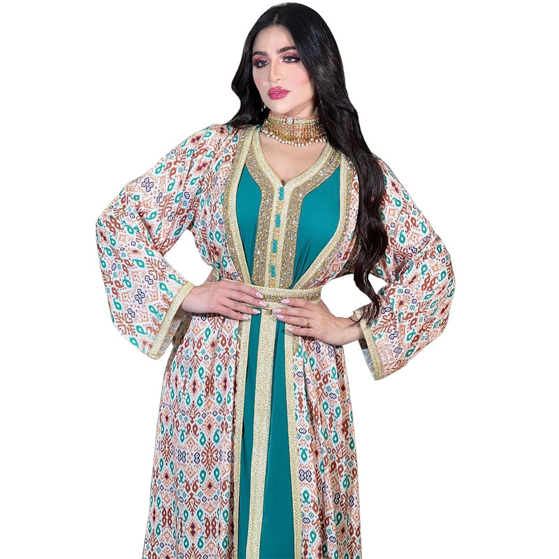 Muslim Clothing Saudi Dubai Women's Robe Two-piece Set