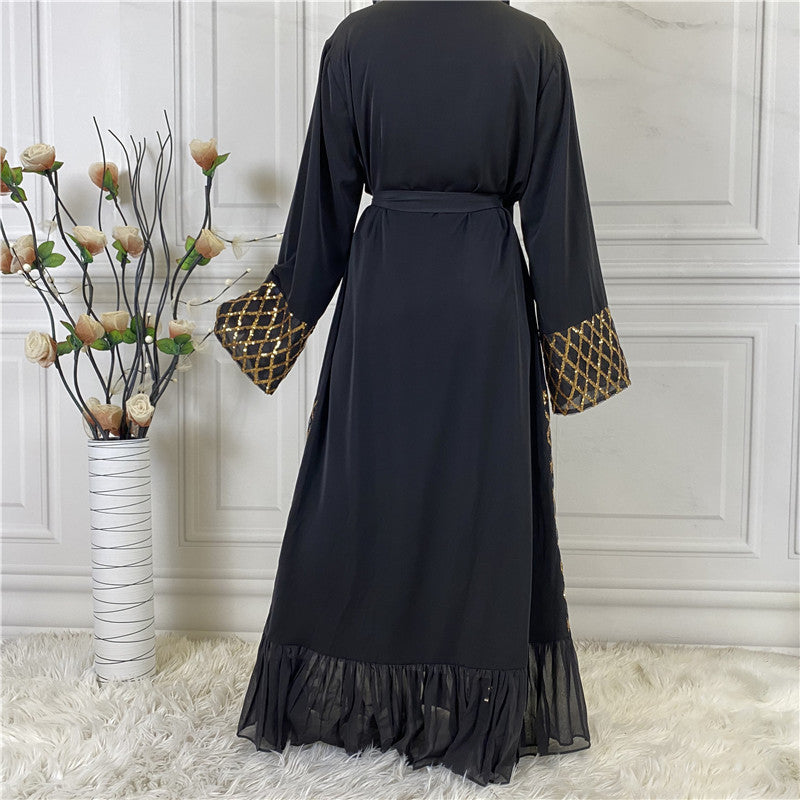 Sequined Embroidered Outerwear Robe Dubai Middle East Women's Chiffon Cardigan