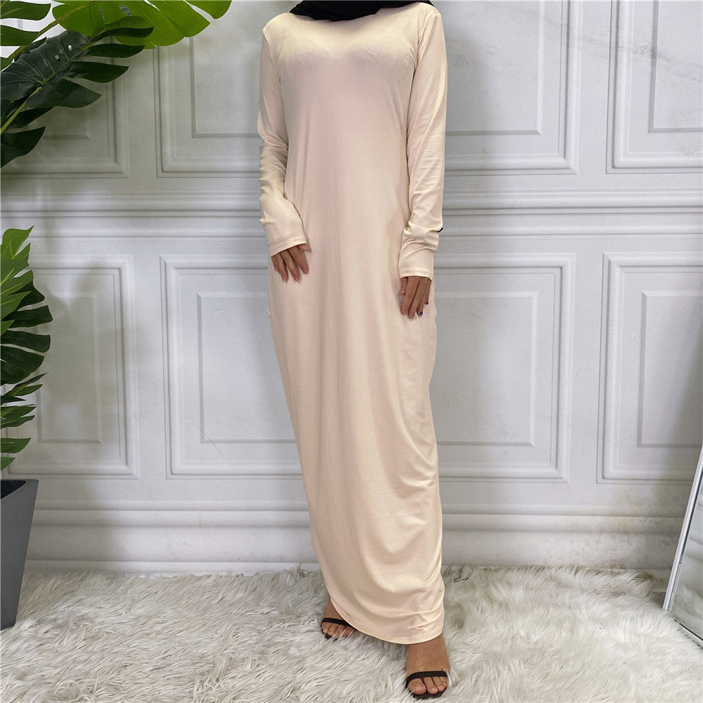 Women's Arabian Solid Color Long Sleeve Dress