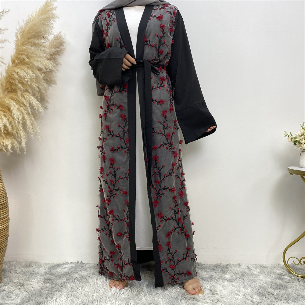 New Women's Robe Cardigan With 3D Three-dimensional Embroidery