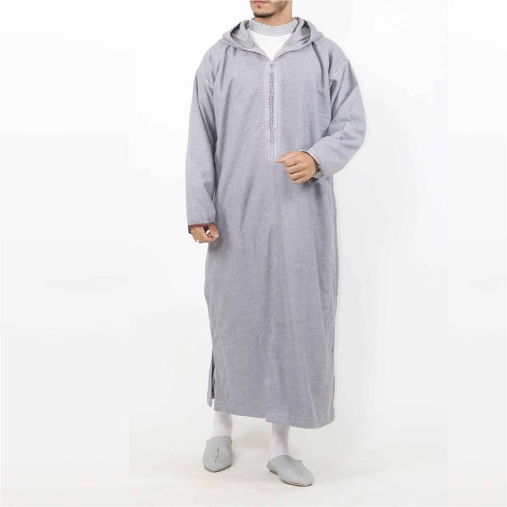 Men's Fashion Casual Hooded Shirt Muslim Robe