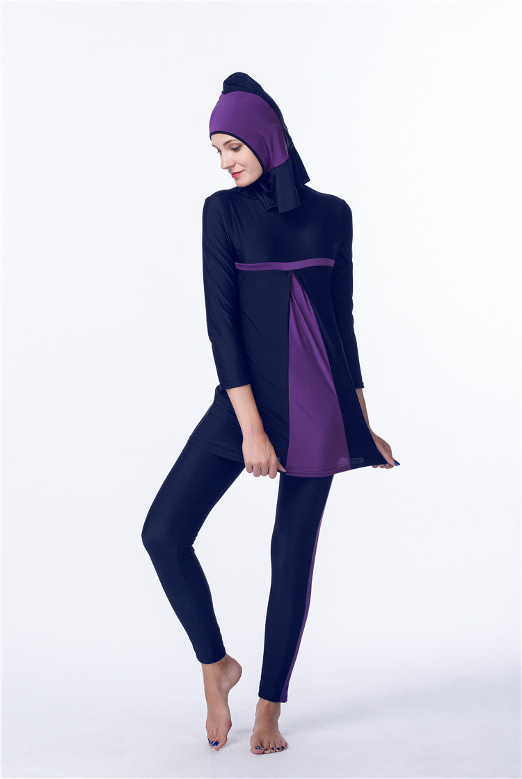 Women's Quick-drying Hijab Top Trousers With Chest Pad And No Steel Support Swimsuit Suit