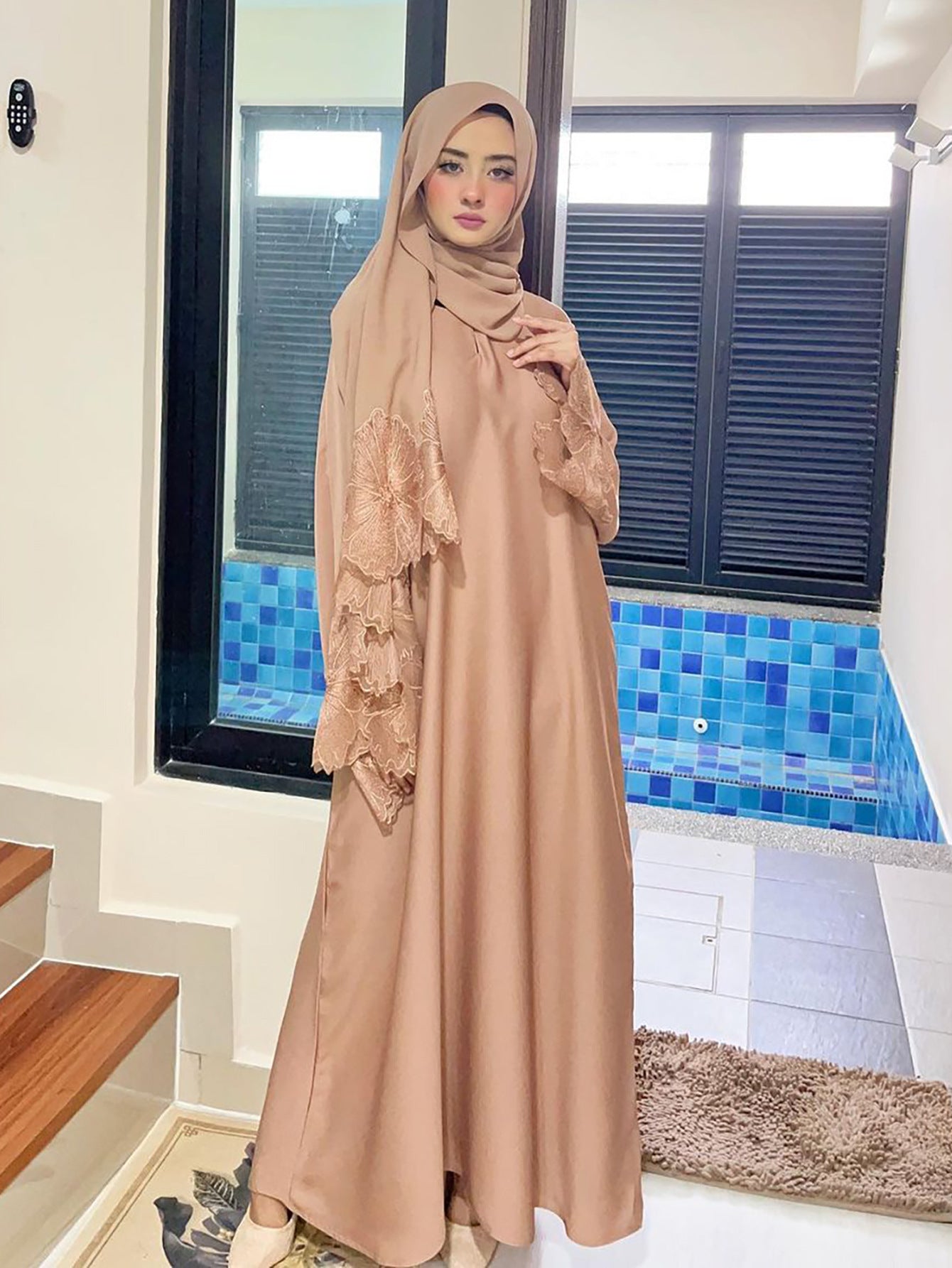 Women's Muslim Robe Malay Indonesian Dress With Headscarf