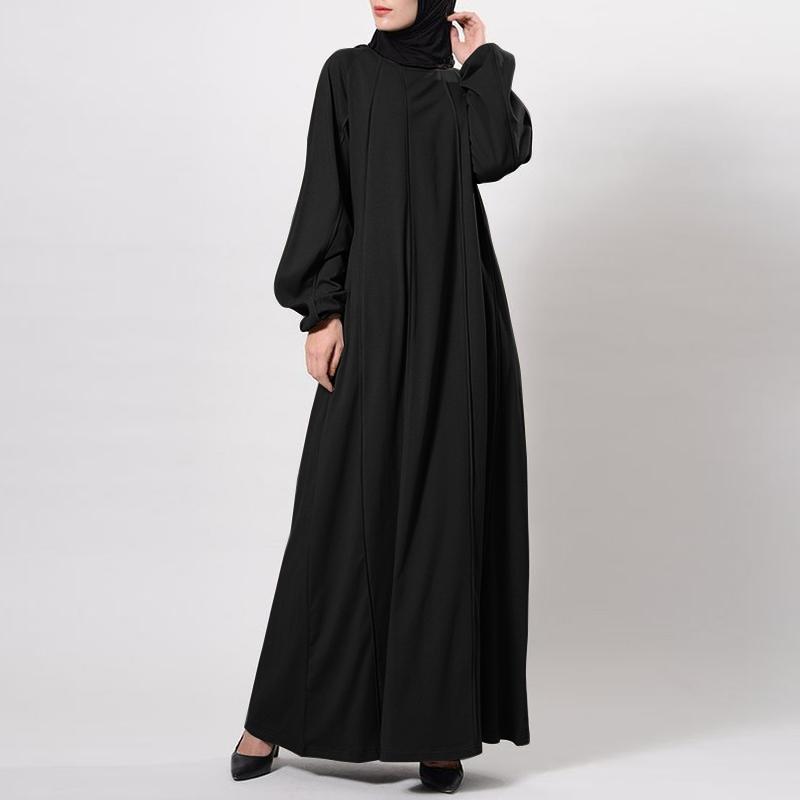 Temperament Commute Solid Color Dress Islamic Muslim Loose Robe