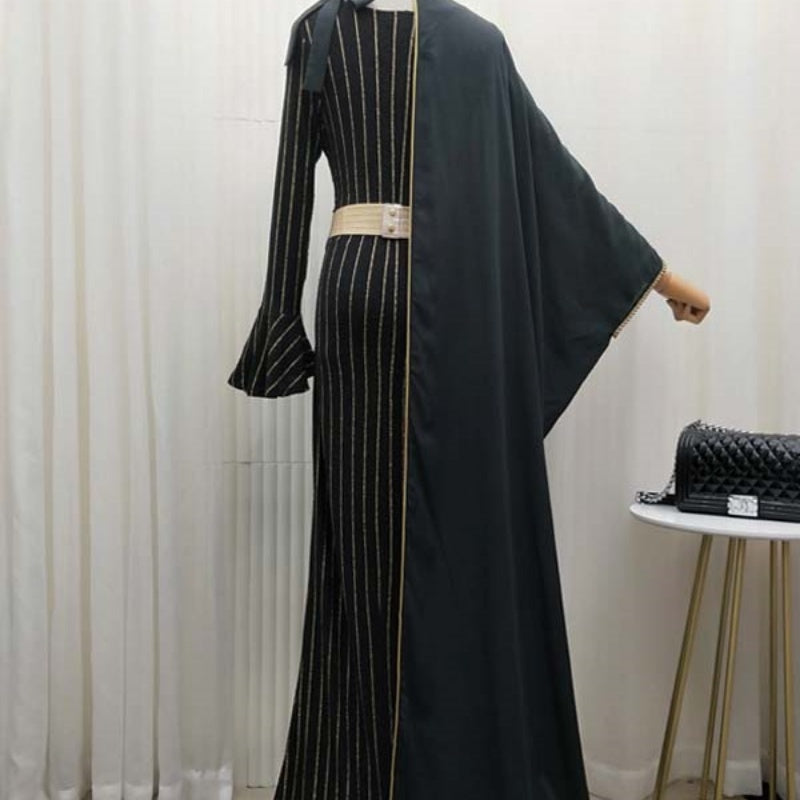 Queen Style Split Two-piece Suit Striped Robe Dress Pearl Embroidery Talma Cloak