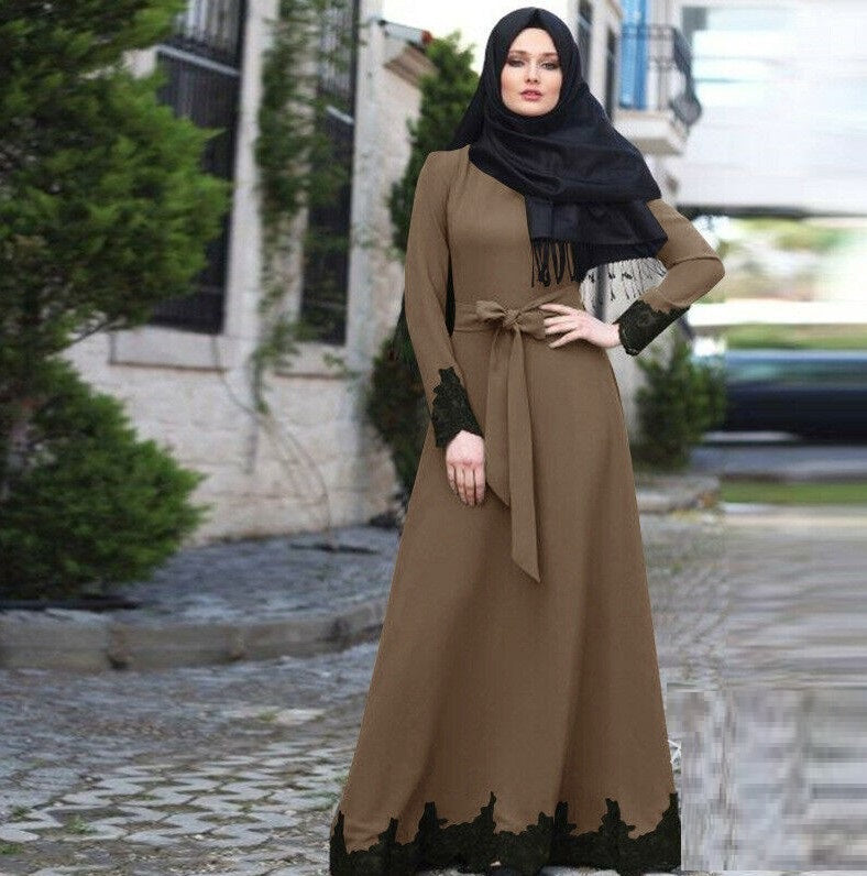 Ladies Elegant Fashion Robe Thin Long Sleeve Dress