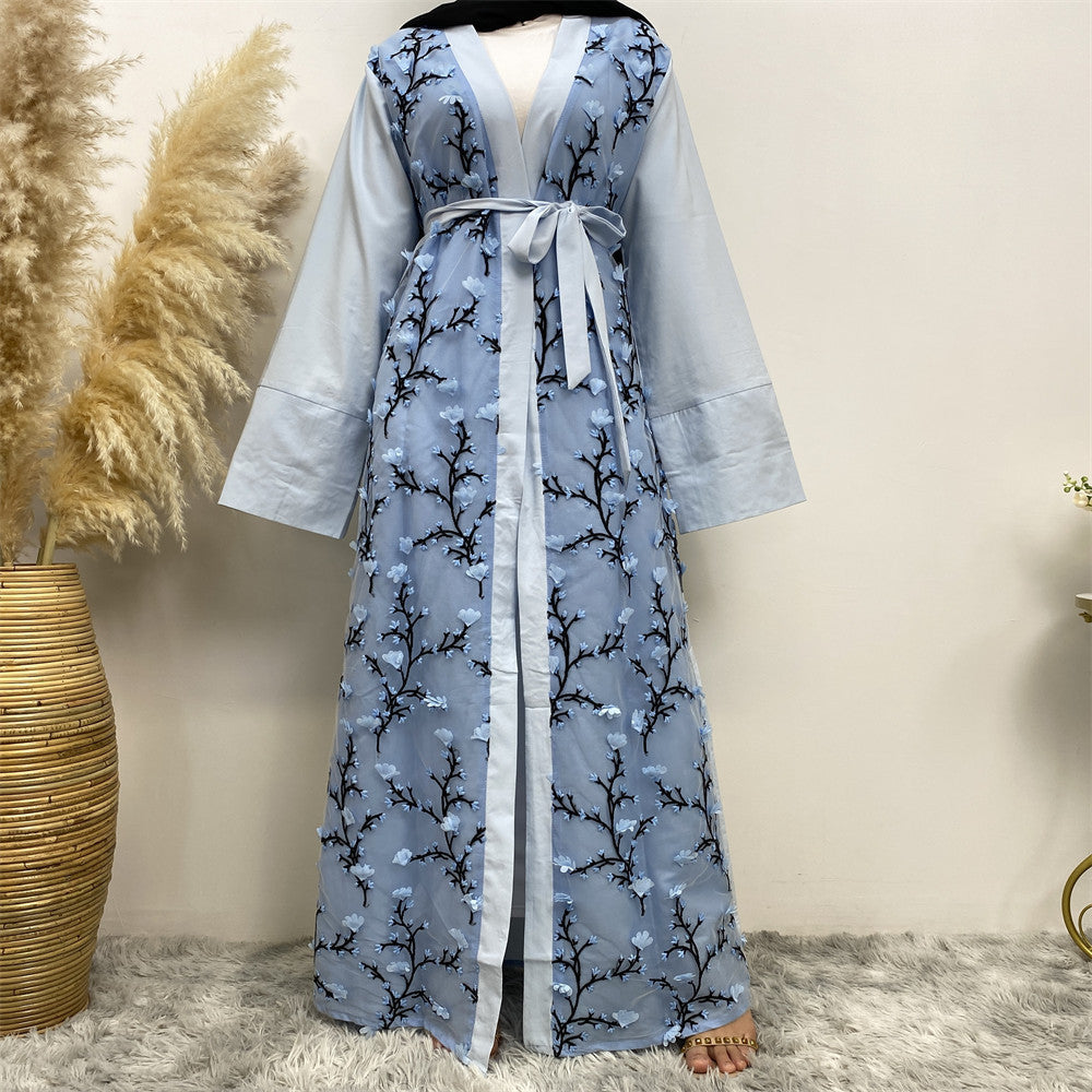 New Women's Robe Cardigan With 3D Three-dimensional Embroidery