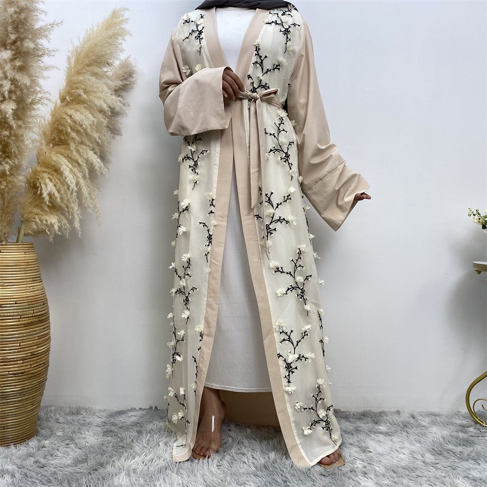 New Women's Robe Cardigan With 3D Three-dimensional Embroidery