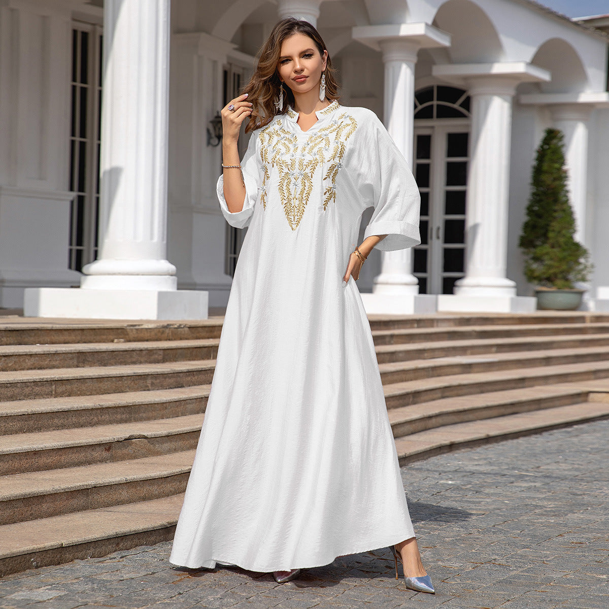 Muslim Women Embroidered Robe Dress