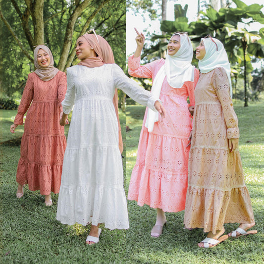 Muslim Malaysia Indonesia Hollow Lace Dress