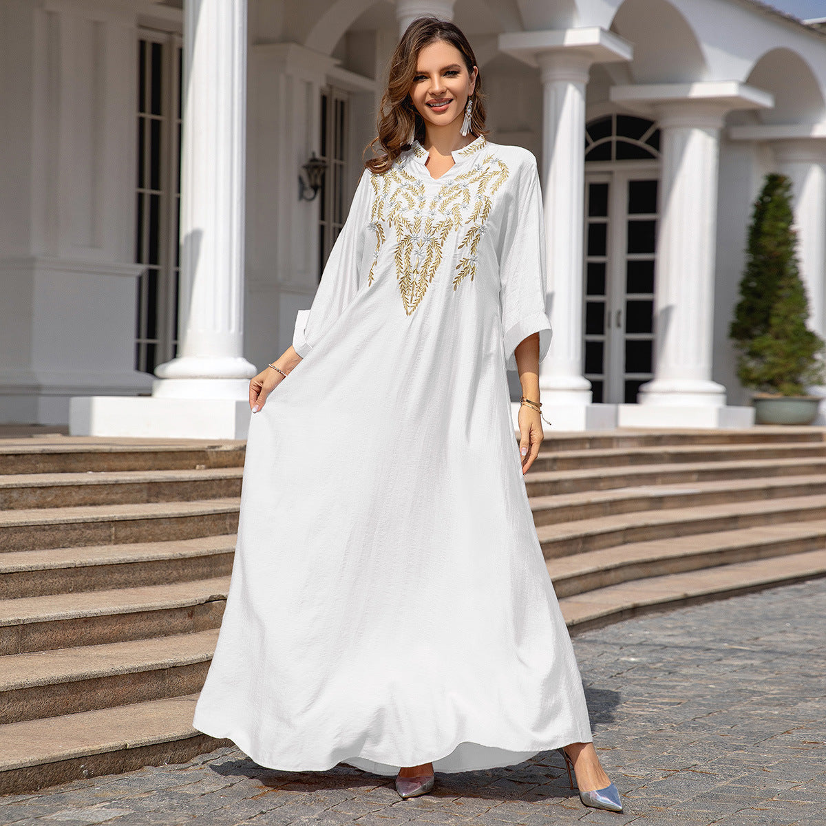 Muslim Women Embroidered Robe Dress