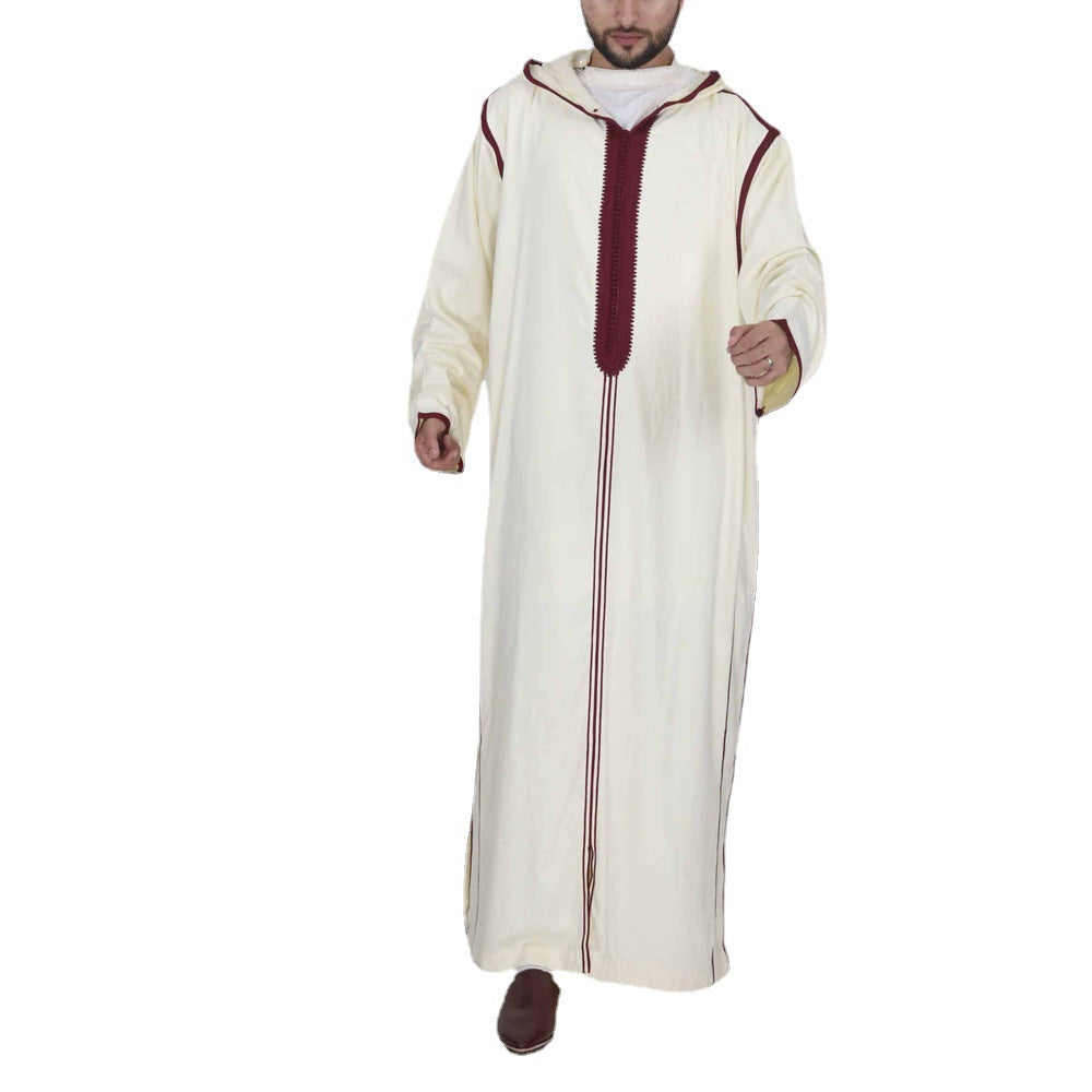 Arabic Long Men's Hooded Thobe Muslim Robe