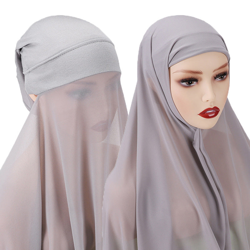 Veiled Muslim Ladies Chiffon Turban Scarf Set