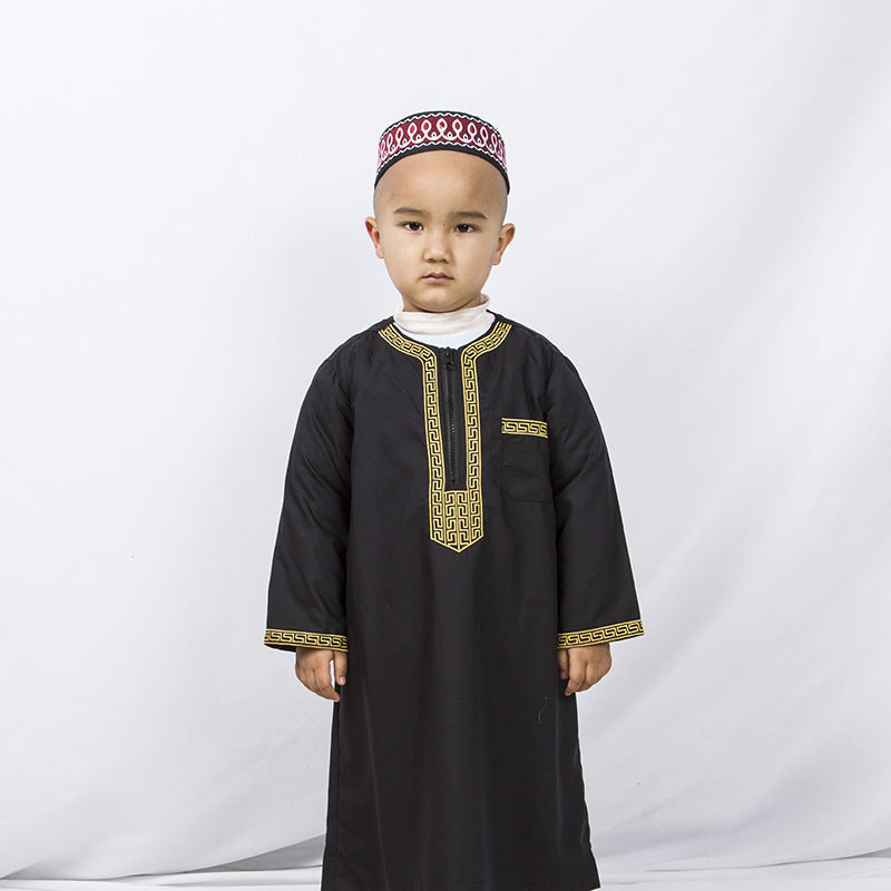 Boys' Fashion Casual Embroidery Loose Robe