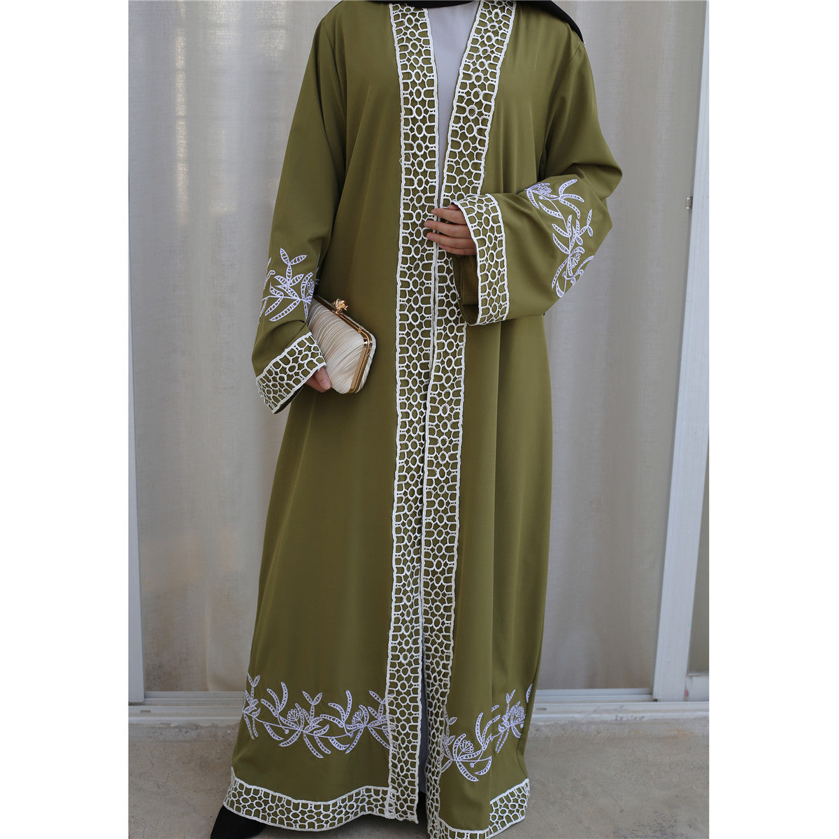 Women's Embroidered Cardigan Gown Dress