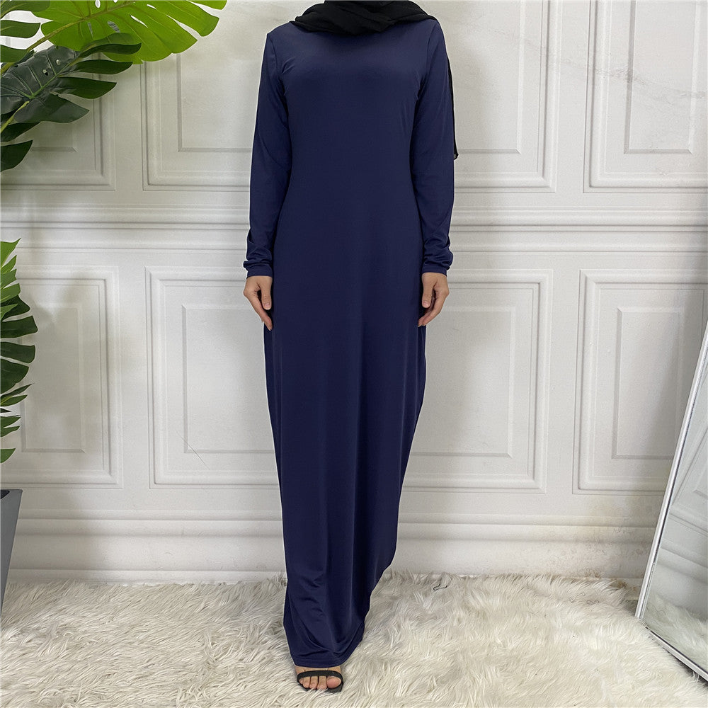 Women's Arabian Solid Color Long Sleeve Dress