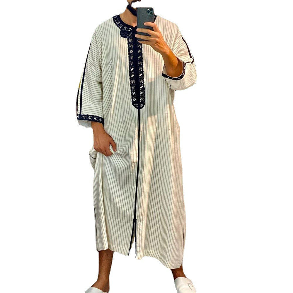 Men's Long Printed Casual Robe