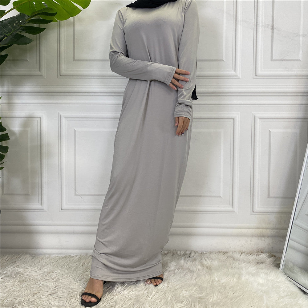 Women's Arabian Solid Color Long Sleeve Dress